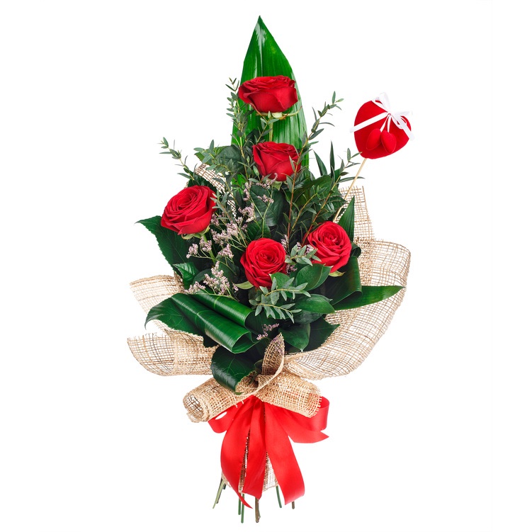 5 rose rosse