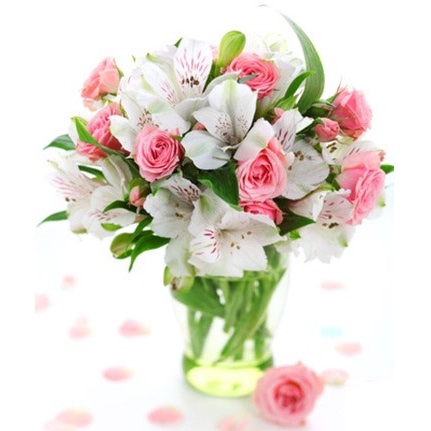  bouquet alstromeria e roselline