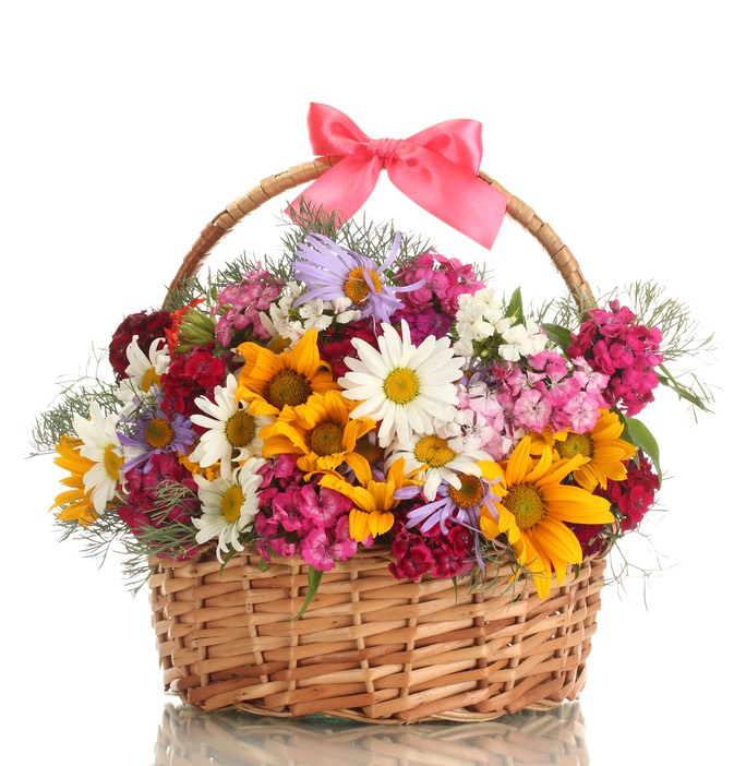 basket of mixed wildflowers