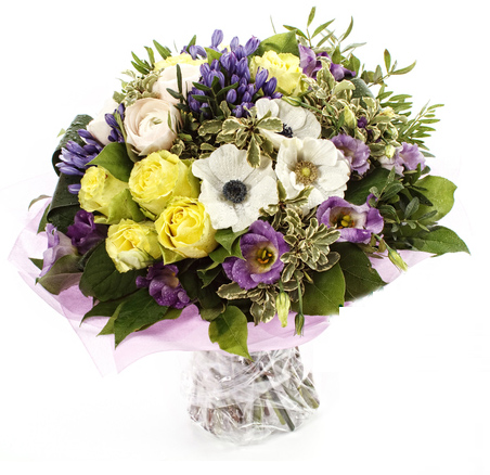 Funeral bouquet with yellow roses 