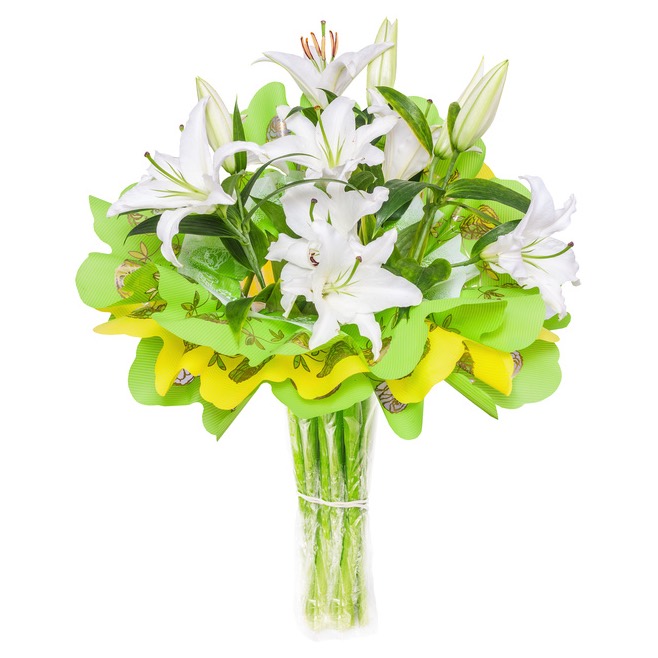  white lilies bouquet